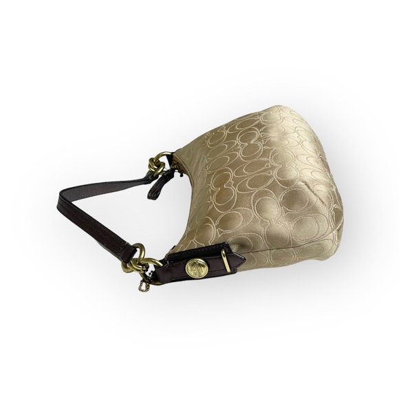 Coach ♕ Mia Lurex Signature C Top Handle Pouch Hobo Bag Handbag ♕ Light Khaki ♕ - Picture 8 of 16